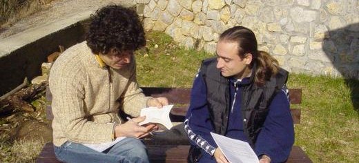 Andrea (right) teaching a class to Bible student Marco, Croatia